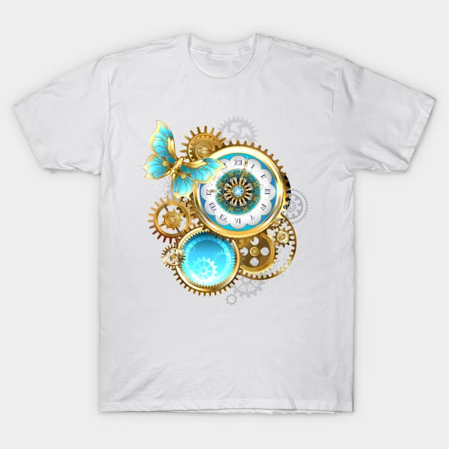 Clock and Gear with Butterfly ( Steampunk ) T-Shirt by Blackmoon9